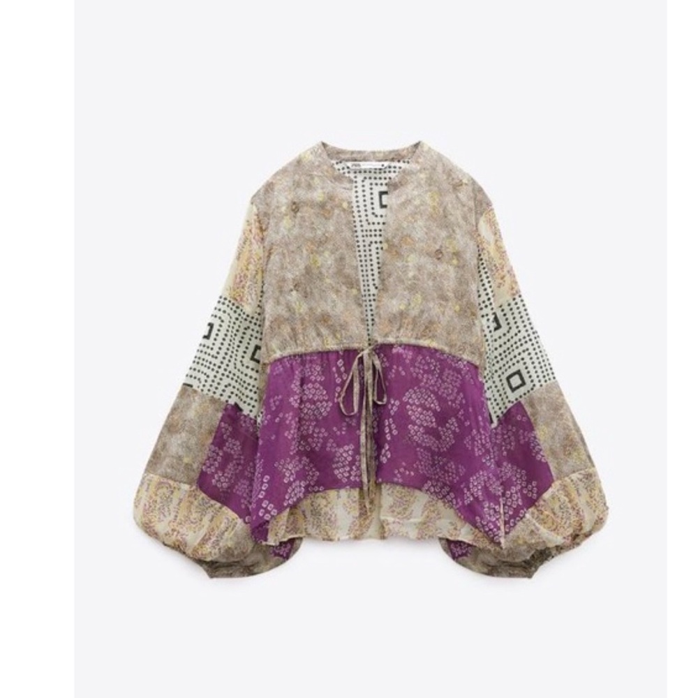 Zara Bohemian Patchwork blouse Size xs-s
